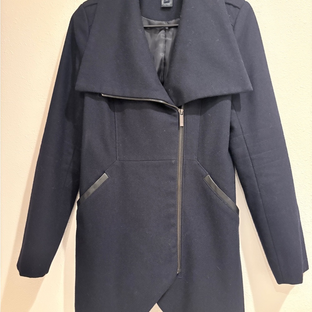 French Connection Navy Trench Coat with Zipper